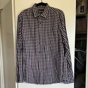 Banana Republic Blue and Red Casual Button Down Shirt